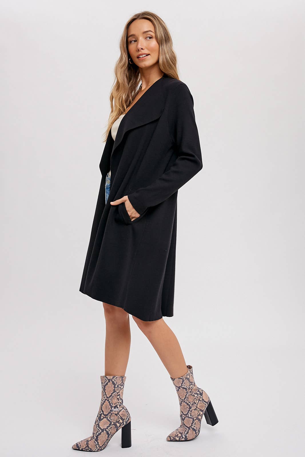 Bluivy - DRAPE COLLAR CARDIGAN