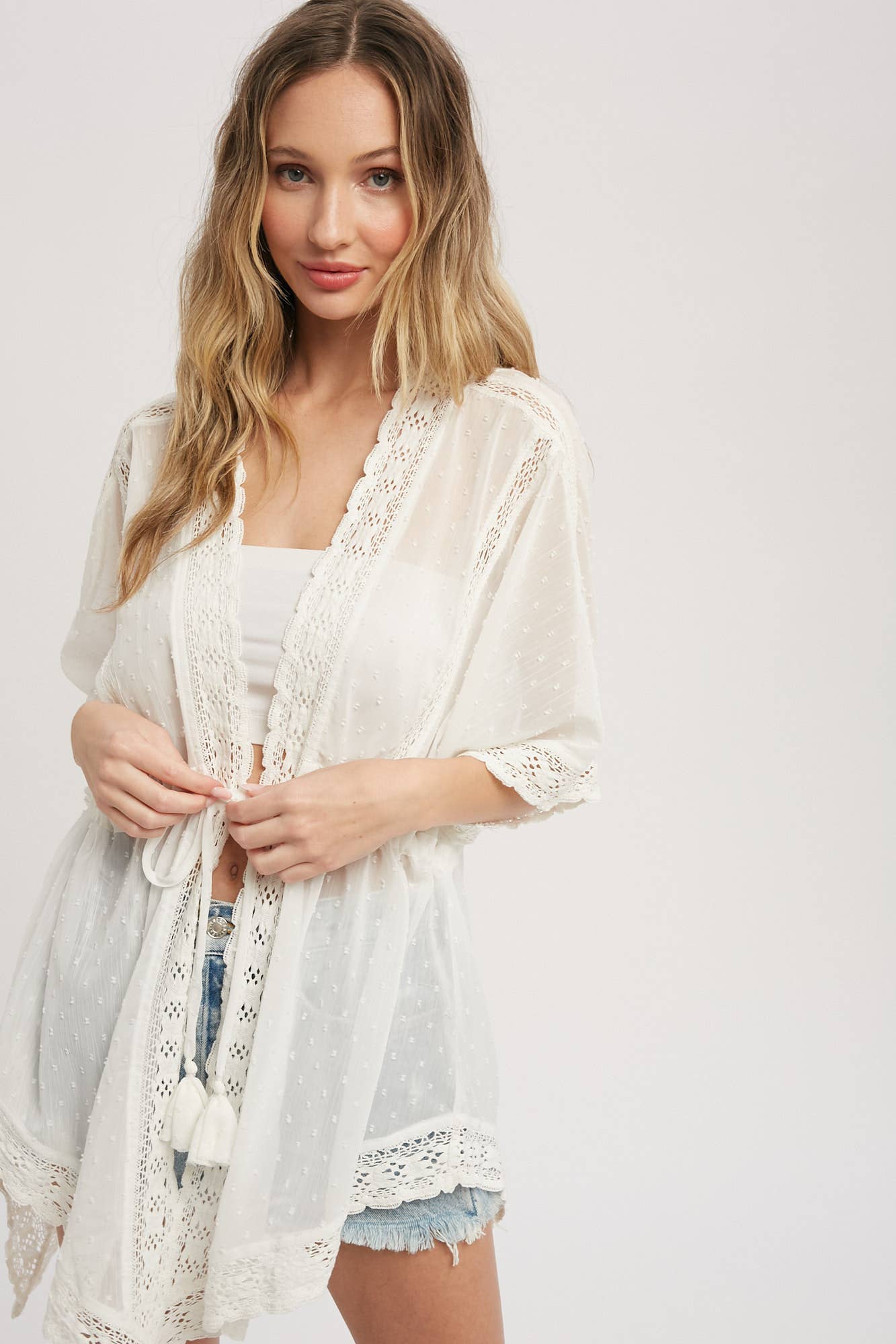 Bluivy - LACE TRIM KIMONO