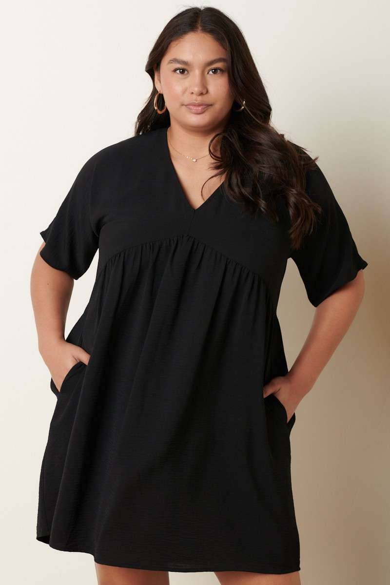 mittoshop - H42498PL -PLUS AIRFLOW DOLMAN BABYDOLL DRESS
