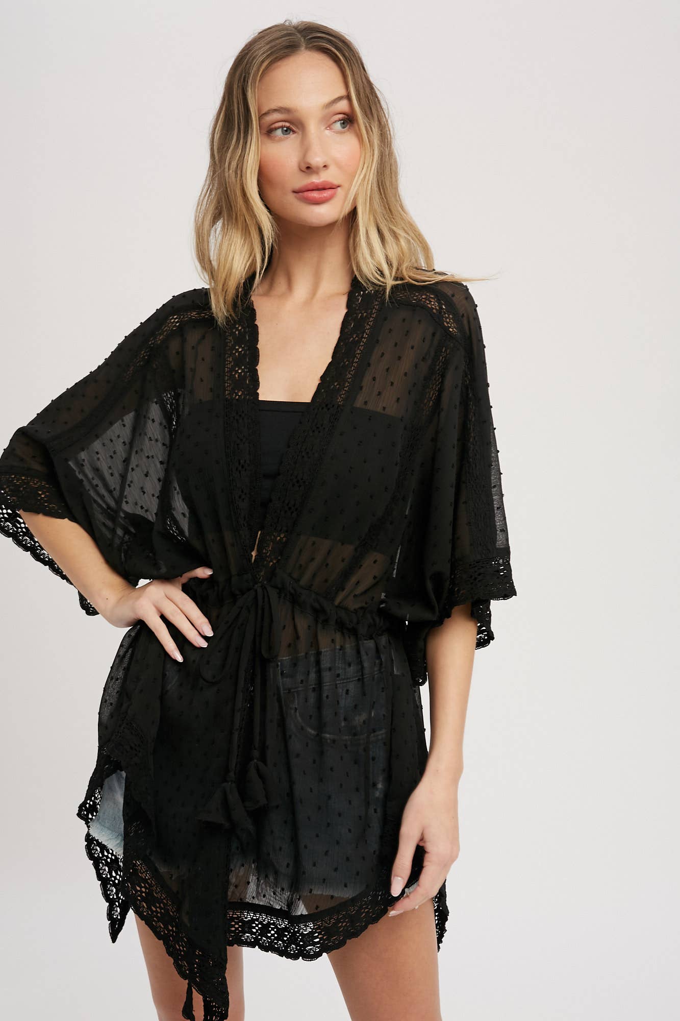 Bluivy - LACE TRIM KIMONO