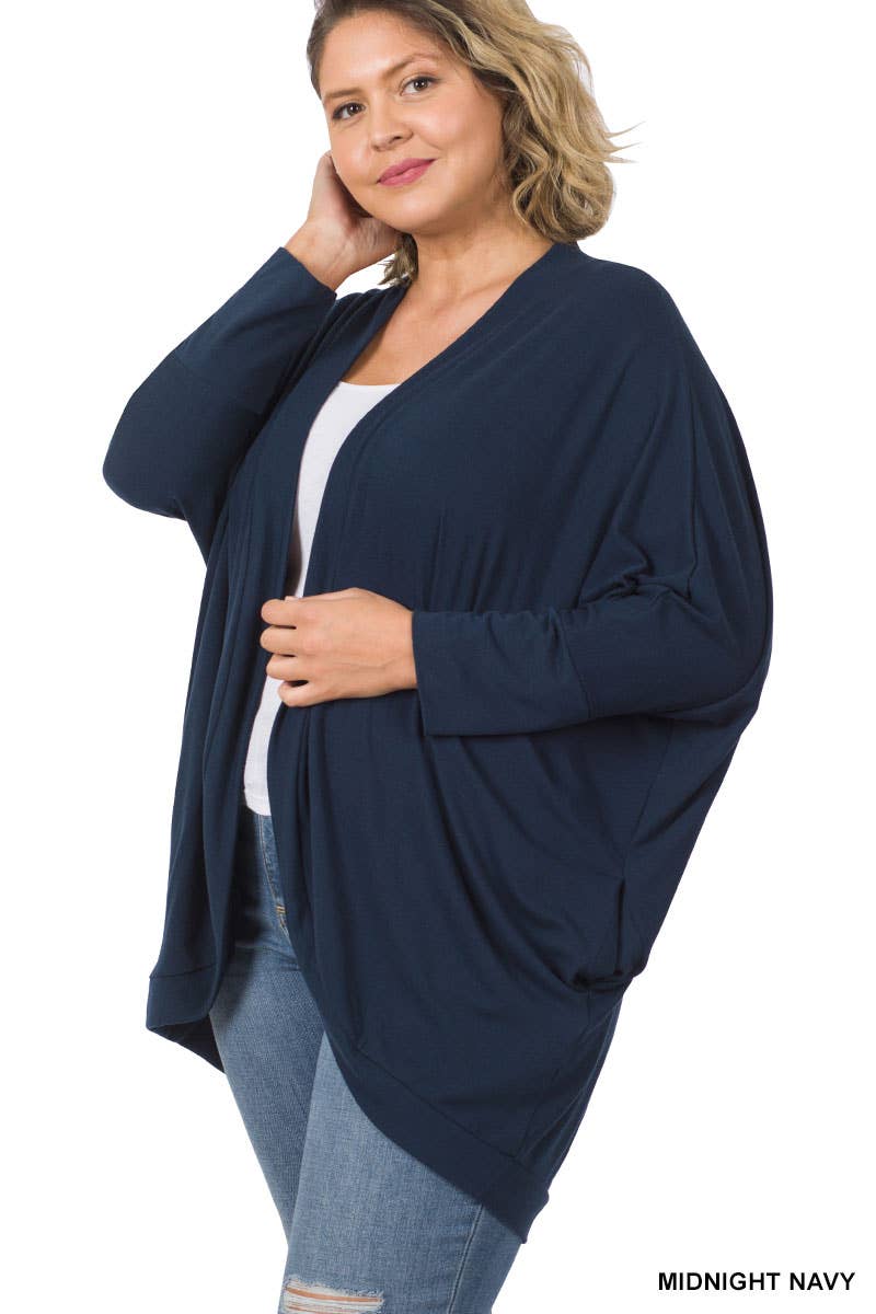 42POPS - ,, SI-13616 PLUS SIZE PREMIUM FABRIC 3/4 SLEEVE COCOON WRA