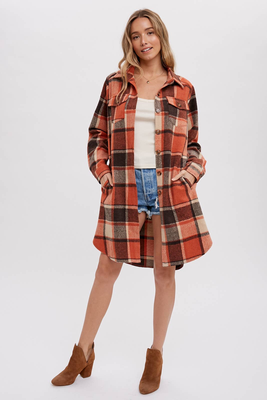 Bluivy - FLANNEL PLAID LONGLINE SHACKET