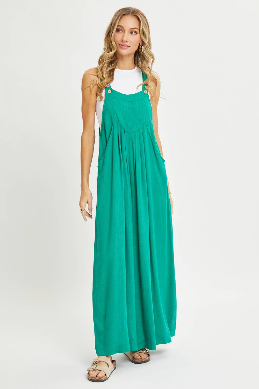 Sweet Lovely by Jen - ADJUSTABLE STRAP OVERALL WIDE LEG JUMPSUIT