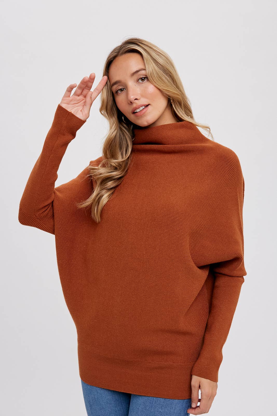 Bluivy - SLOUCH NECK DOLMAN PULLOVER SWEATER