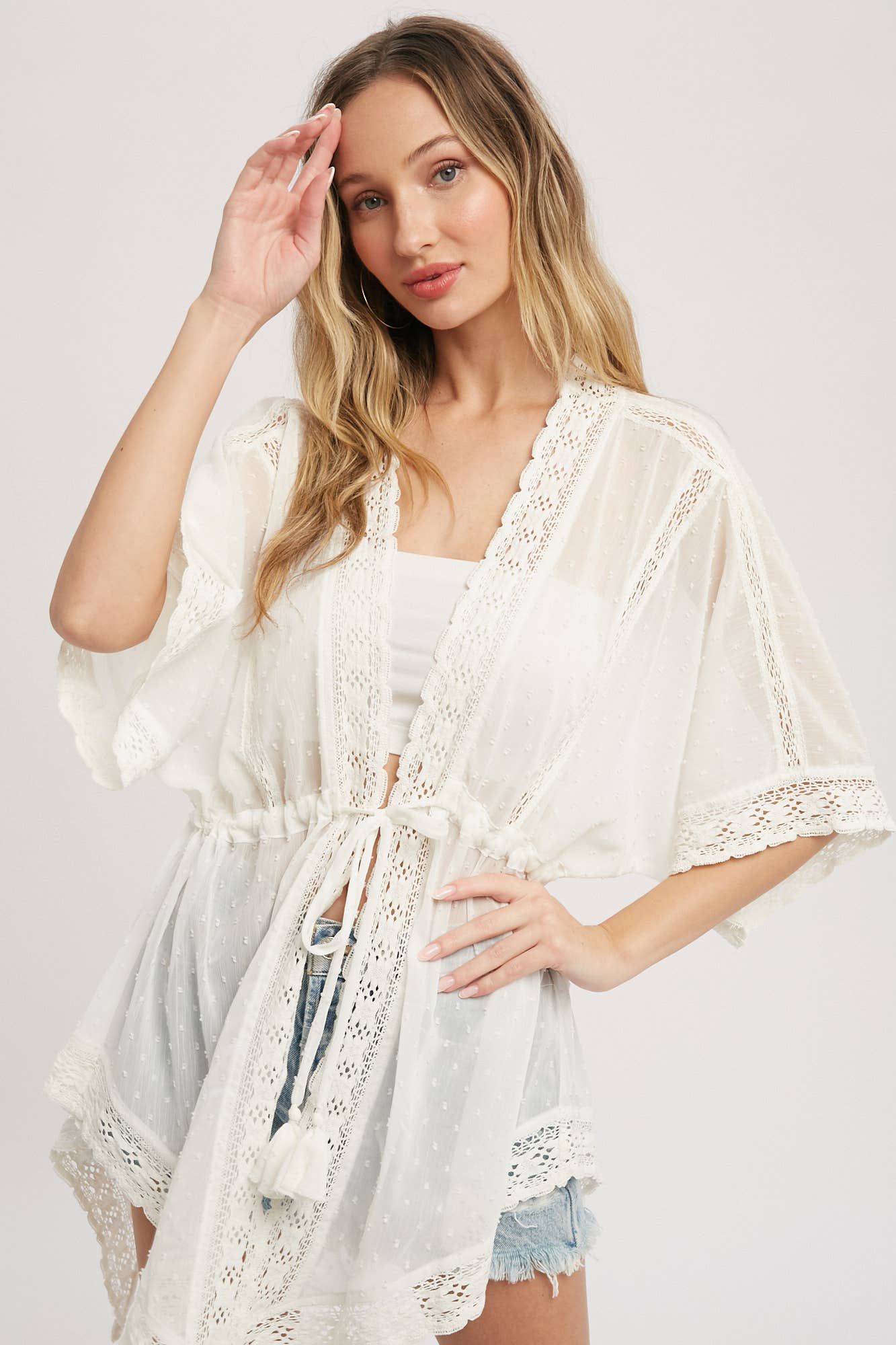 Bluivy - LACE TRIM KIMONO