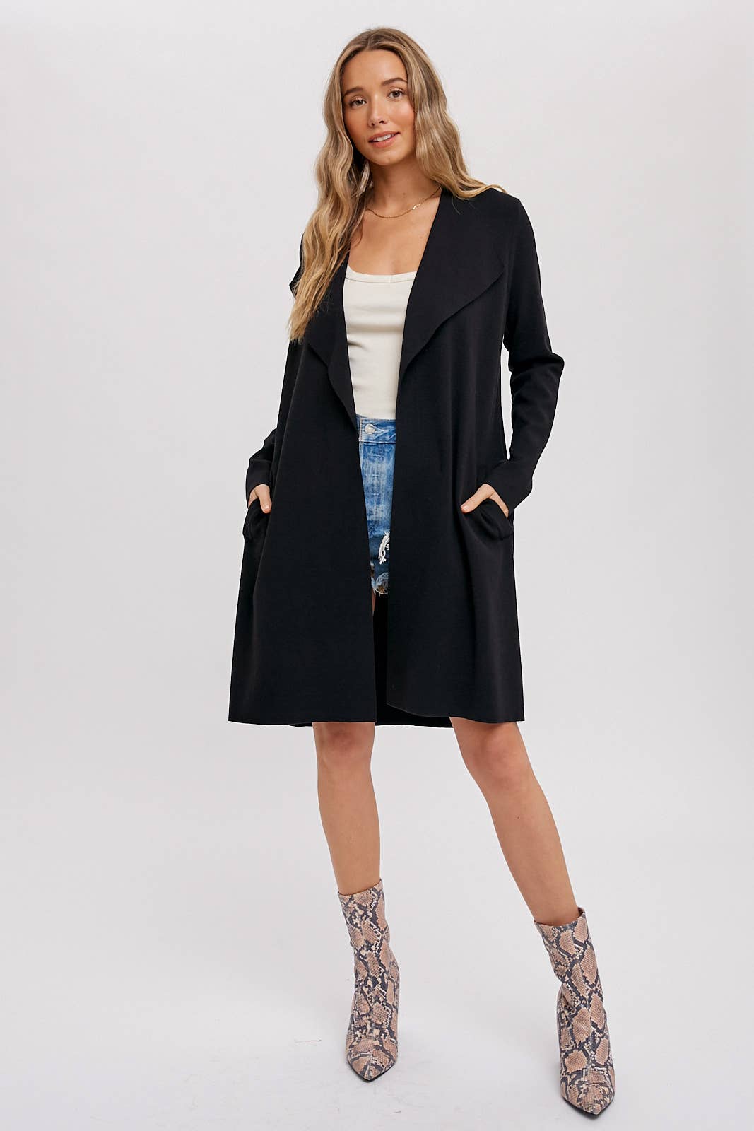 Bluivy - DRAPE COLLAR CARDIGAN