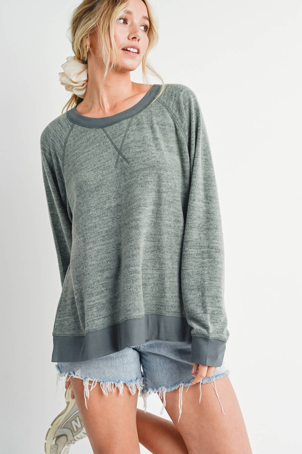 Bluivy - HEATHER CONTRAST SWEATSHIRT PULLOVER