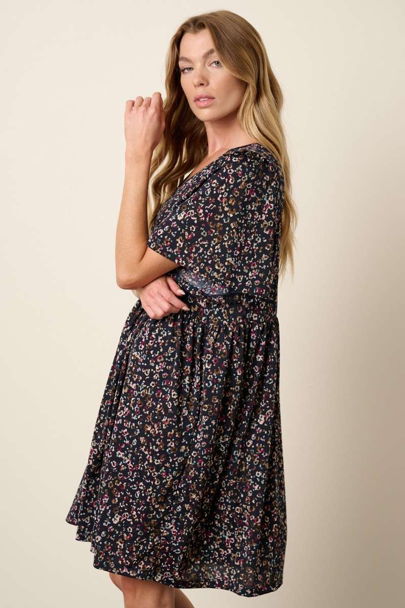 mittoshop - ANIMAL PRINT BABYDOLL MINI DRESS