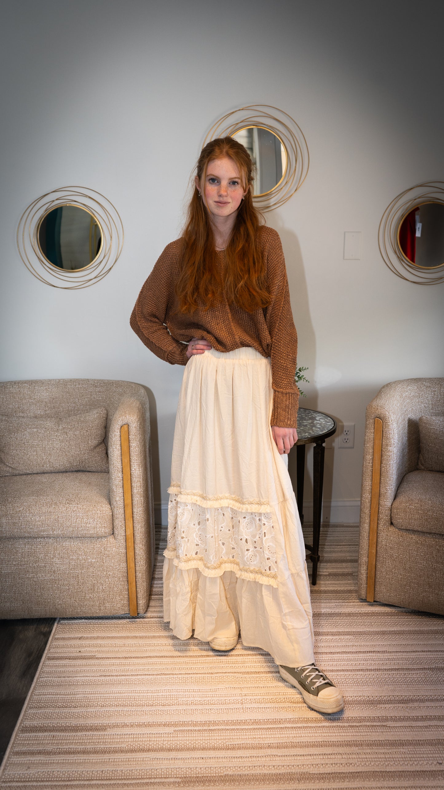 Julia Trading Inc - Boho Maxi Hippie Gypsy Skirt Floral Festival Skirt-E081B