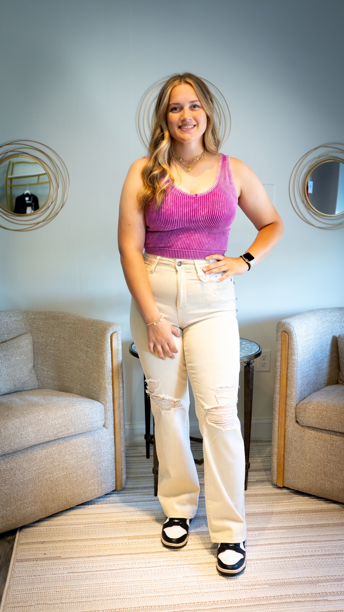 Zenana WASHED RIBBED CROPPED BRA PADDED V-NECK TANK TOP